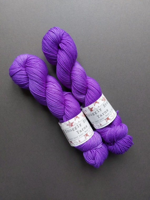 ULTRA VIOLET on the Sport Weight Base Hand Dyed Yarn 100g Skein