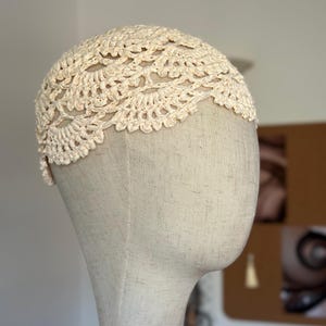 Ivory Raffia Crochet Cap | Sculptural Minimalist Headpiece | Handmade in Italy