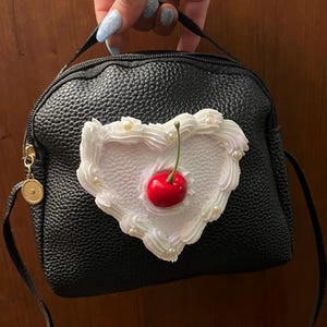 Heart Shaped Cake Purse/ Frosted Vintage Purse/ Cute Cake Handbag/ Crossbody Bag/ Unique Fashion Bag/ cherry frosted cake purse