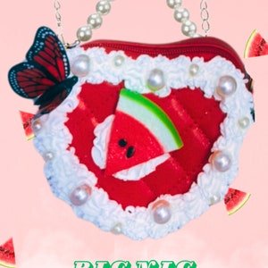 Heart Shaped Cake Purse/ Frosted Vintage Purse/ Cute Cake Handbag/ Crossbody Bag/ Unique Fashion Bag/ Frosting pearl watermelon