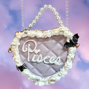 Heart Shaped Cake Purse/ Frosted Vintage Purse/ Cute Cake Handbag/ Crossbody Bag/ Unique Fashion Bag/ Frosting pearl goth