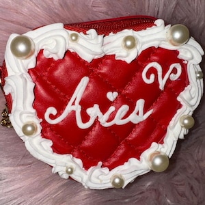 Heart Shaped Cake Purse/ Frosted Vintage Purse/ Handbag/ Crossbody Bag/ Unique Fashion Bag/ Frosting pearl Aries/zodiac purse /zodiac cake