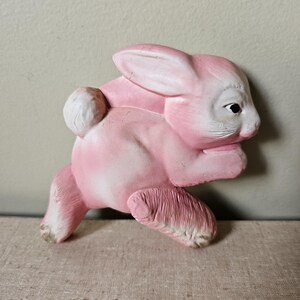 Vintage Chalkware Pink Rabbit Trio, Plaster Art, Flavorware, Wall Decor ...