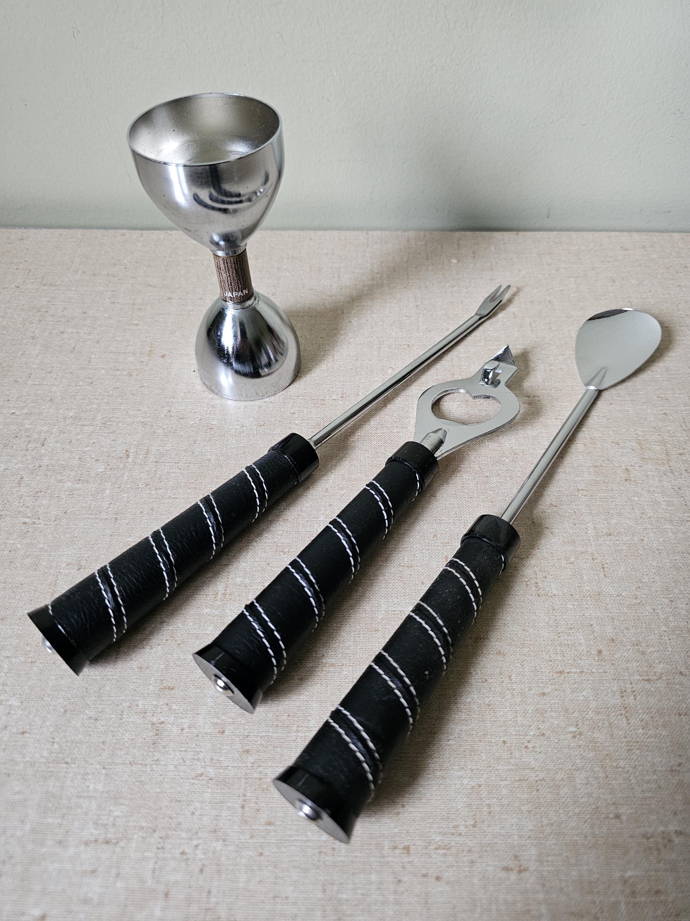 Vintage Wrapped Handled Barware Tool Set, Original Box, Four