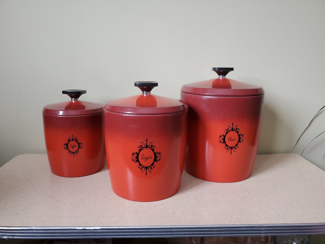 West Bend Aluminum Canisters Set of Three Burnt Orange/red Etsy