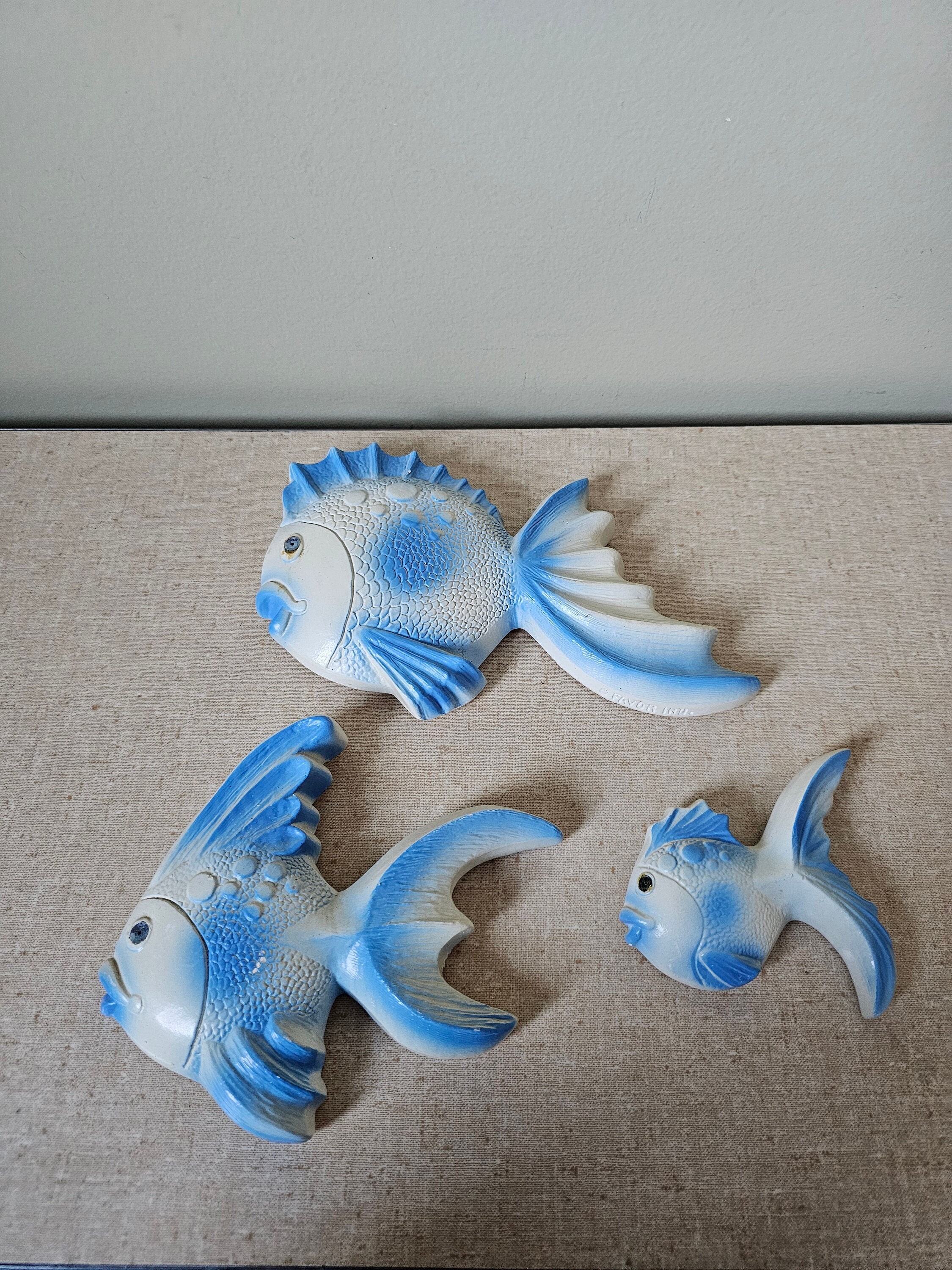 1950s vintage ceramic fish wall decor
