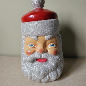 Vintage Blow Mold Santa Head, Glittery Accents, Rarely Seen Blow Mold, Kitchmas Decor