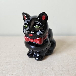 Shafford Black Cat Planter, Brilliant Condition, Black Kitty Cat, 50s Japan Redware Collection, Ceramic