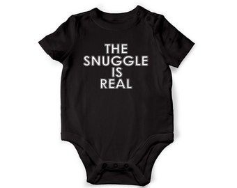 Der Schmusetuch ist echt Kurzarm Schwarz Baby Grow/Bodysuit