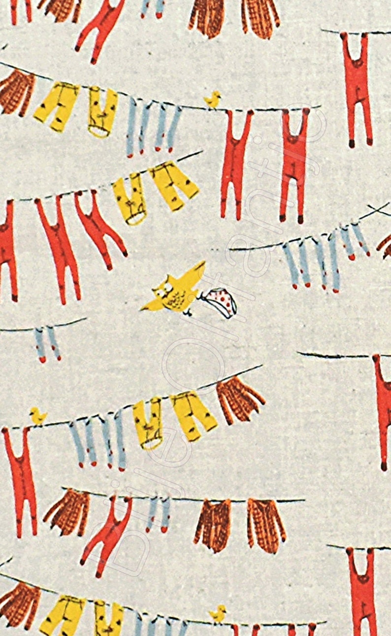 FAT QUARTER Kokka Heather Ross Far Far III Clothesline Yellow