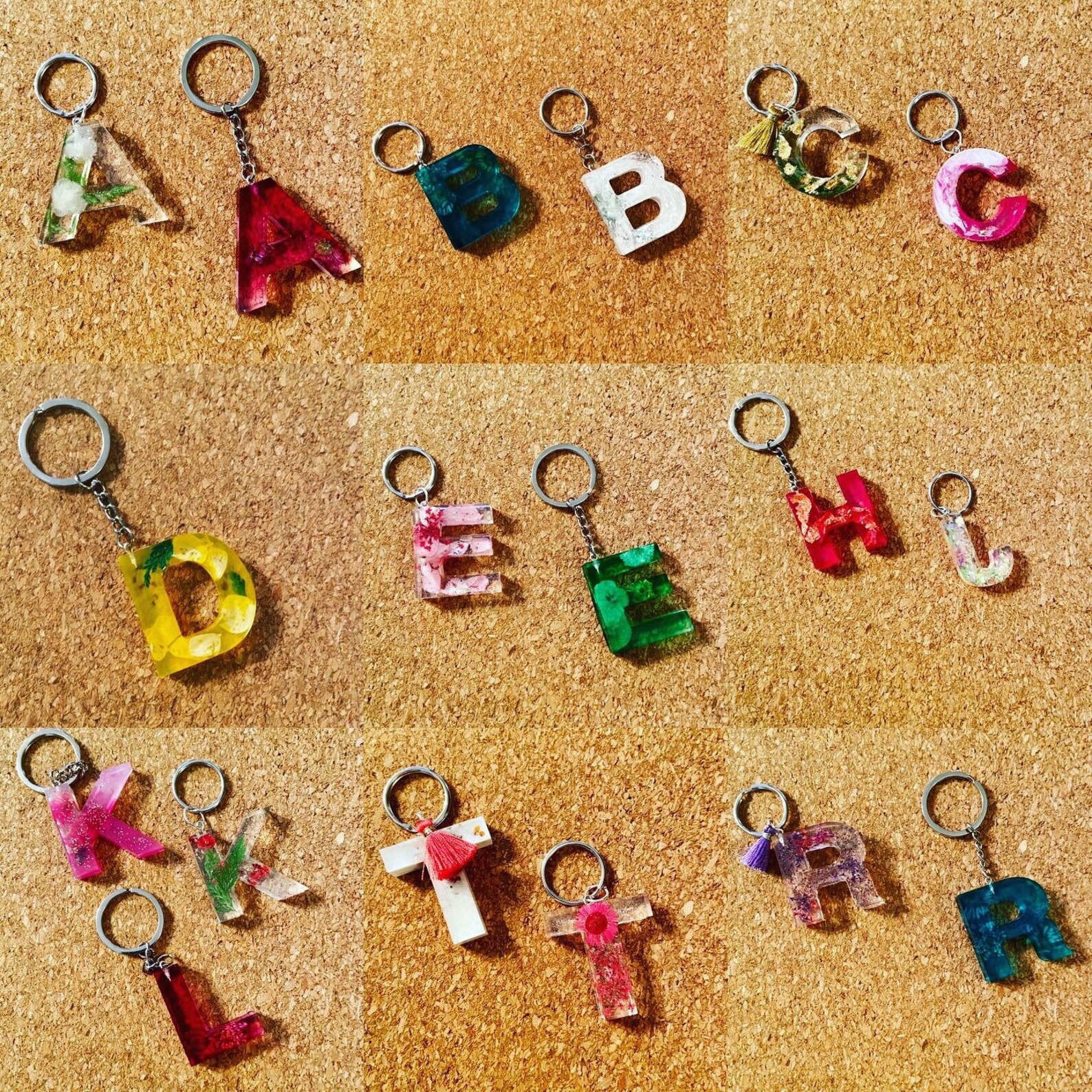 Alphabet Resin Keychain Etsy