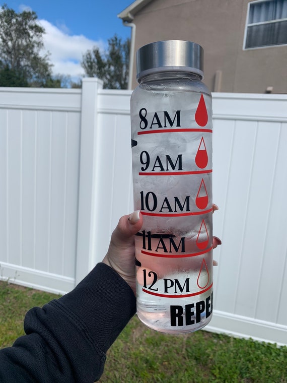 Glass Water Bottle With Measurements Etsy