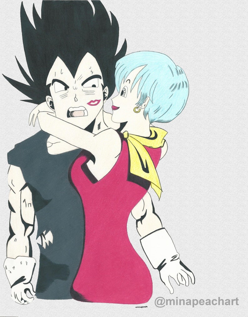 Vegeta And Bulma Dragonball Z Portrait Anime Art Print Etsy