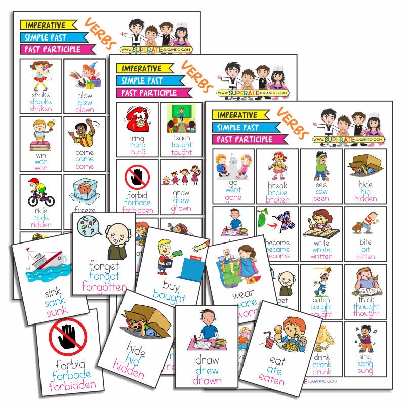 Printable Irregular Verbs Bingo Imperative Simple Past Etsy
