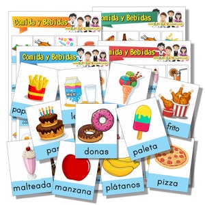Spanish Food and Drinks Bingo Printable / Lotería Comida y Bebidas en Español para Imprimir