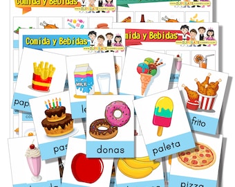 Spanish Food and Drinks Bingo Printable / Lotería Comida y Bebidas en Español para Imprimir
