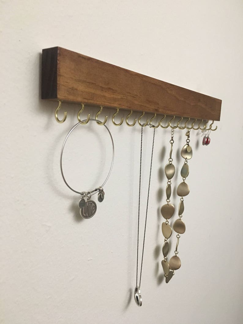 Jewelry Hanger Stained Wood Necklace Organizer Wall Gifts For Women Simple