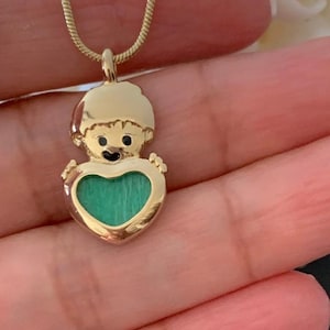 Natural Stone Boy Pendant Necklace 18K Gold Plated