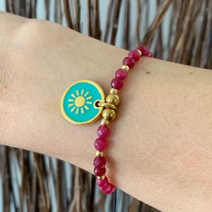 Handmade Natural Stone Sun Bracelet 24k covergold plated