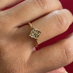 Natural Druse Stone Ring 18k Gold Plated
