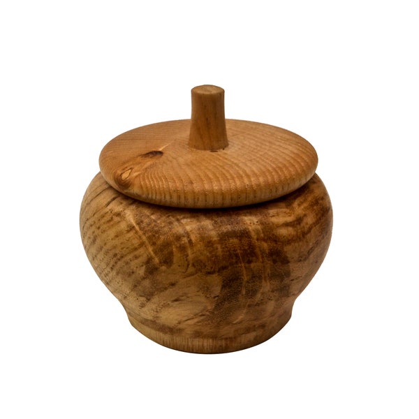 Unique Wooden Ring Box, Round Wood Ring Box, Unique Wooden Spinning Top, Personalised Wood Ring Box, Small Wooden Pot with Lid, Woodturning.