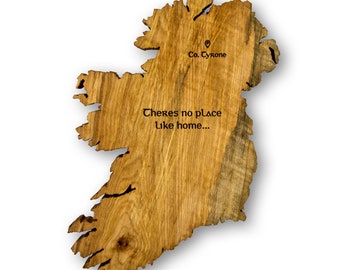 Customized Irish Wood Map, Handmade Irish Gift, Irish Blessing Wall Art, There's no Place like Home, Ireland Wall Art, Irish Wedding Gift.