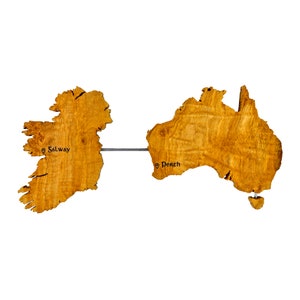 Irland Australien Kunst, Australien Irland Geschenk, personalisiertes Irland Irland Geschenk, hölzerne Karte von Irland Wandbehang, personalisiertes irisches Geschenk.