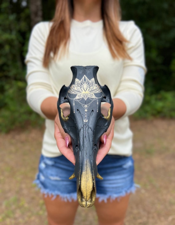 Intricately Hand Carved Wild Boar Skulls with Lotus Flower Intricately Hand Carved Wild Boar Skulls with Lotus Flower
