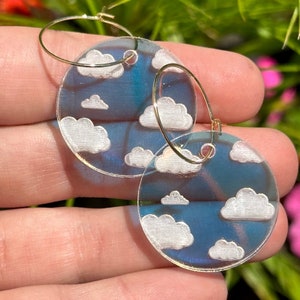 Iridescent Cloudy Circle Hoop Earrings