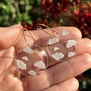 Clear Cloudy Circle Hoop Earrings