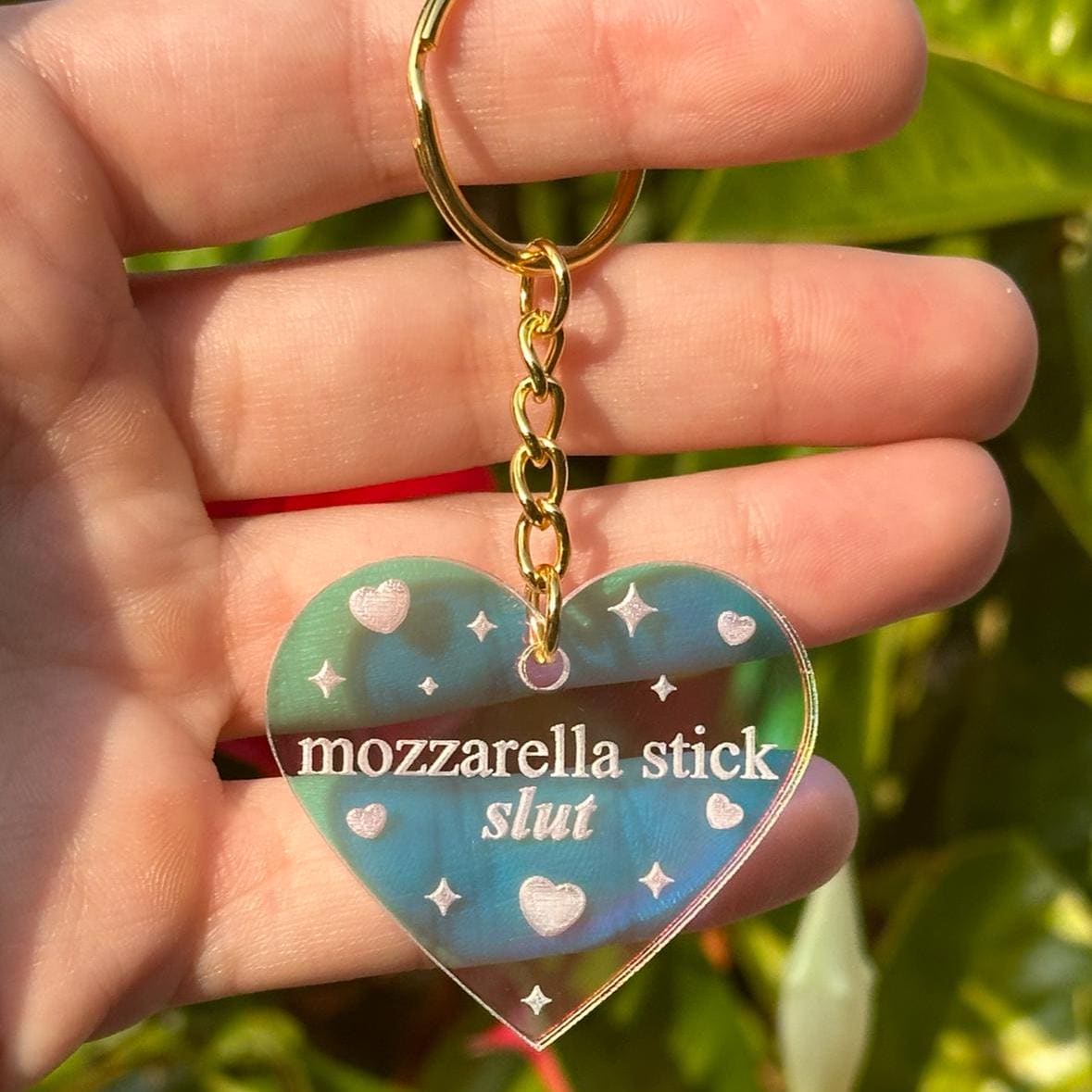 Mozzarella Stick Slut Iridescent Acrylic Keychain - Etsy