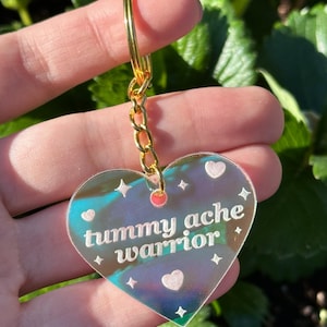 Tummy Ache Warrior Iridescent Acrylic Keychain
