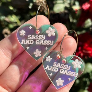 Iridescent Sassy & Gassy Heart Hoop Earrings