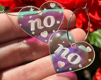 Pendientes de aro con corazón iridiscente NO