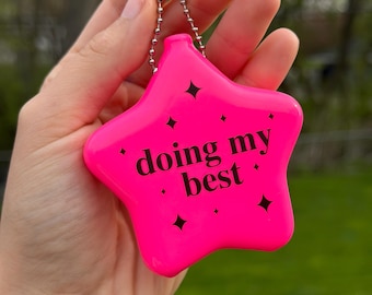 Hot Pink Rubber Star Coin Purse - Doing My Best