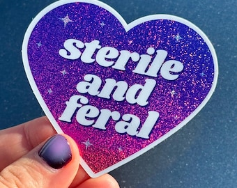 Sterile & Feral Ombre Glittery Heart Sticker