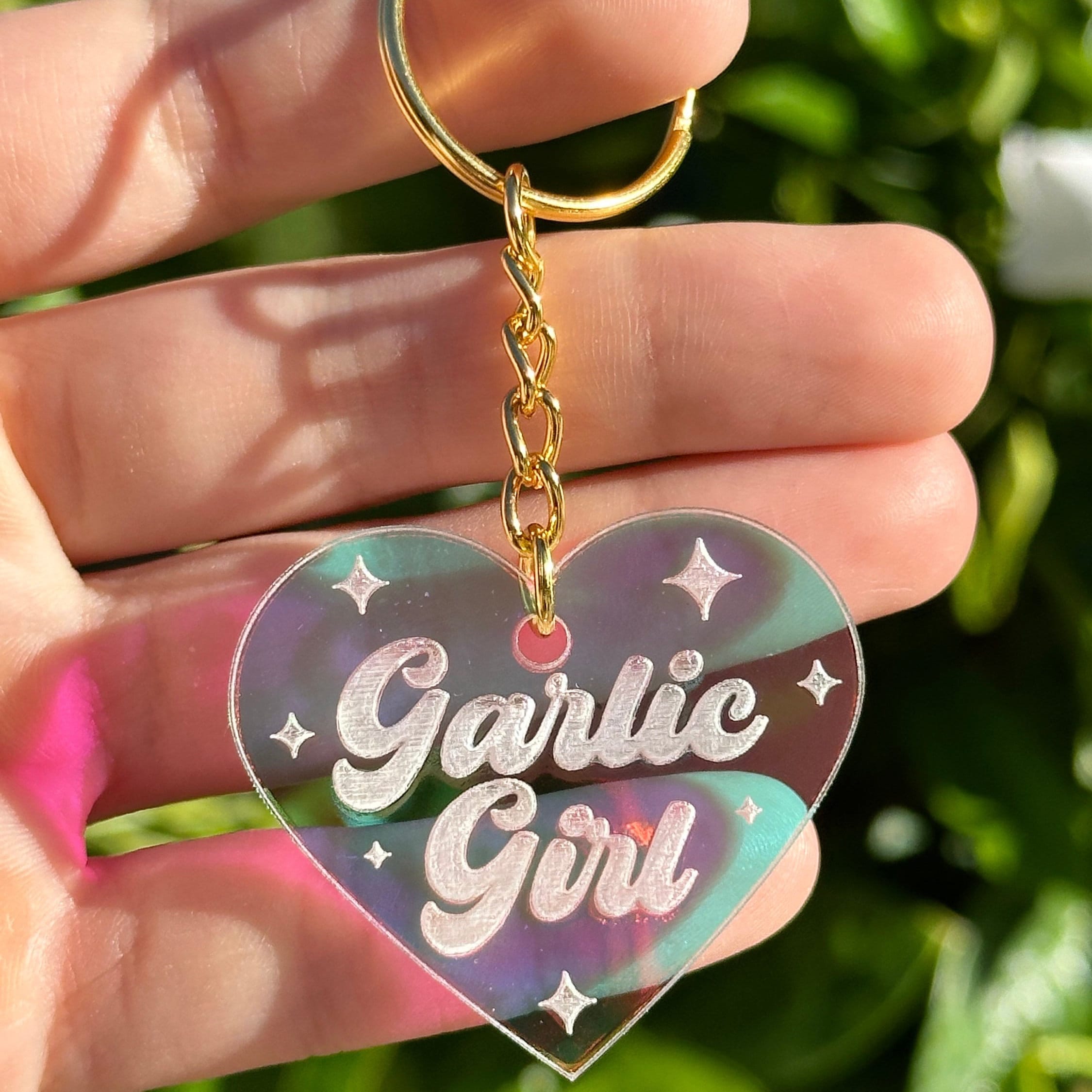 Garlic Girl Iridescent Acrylic Keychain - Etsy