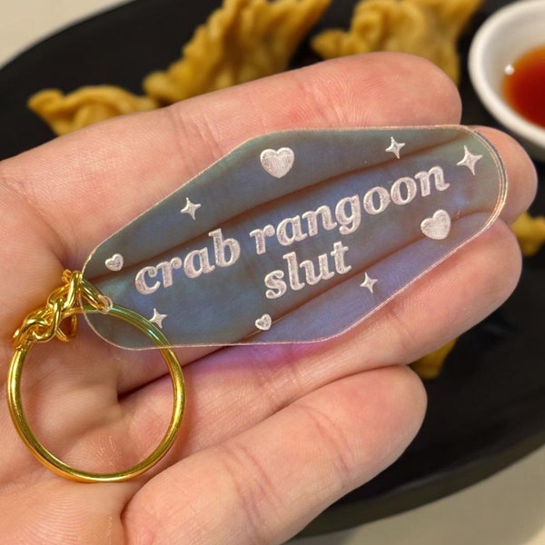 Crab Rangoon Slut Iridescent Acrylic Motel Keychain