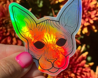 Sphynx Cat Holographic Sticker