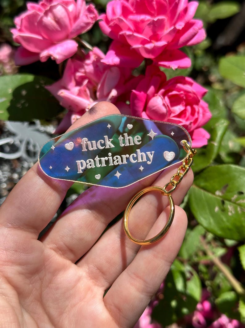 Fuck The Patriarchy Iridescent Acrylic Motel Keychain image 5