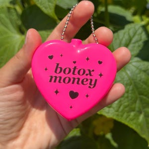 Vintage Heart Coin Purse - Botox Money Hot Pink