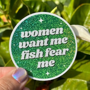 Women Want Me Fish Fear Me Circle Funny Sticker