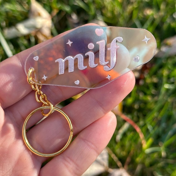 MILF Iridescent Acrylic Motel Keychain - Etsy