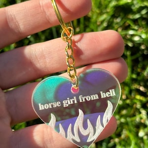 Horse Girl From Hell Iridescent Acrylic Keychain