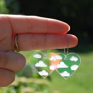 Iridescent Cloudy Heart Hoop Earrings image 4