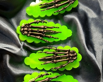 Individual Neon Skeleton Hand Scalloped Resin Hair Clip