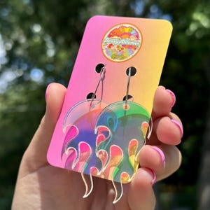 虹色の大きなホットフレイムフープイヤリング