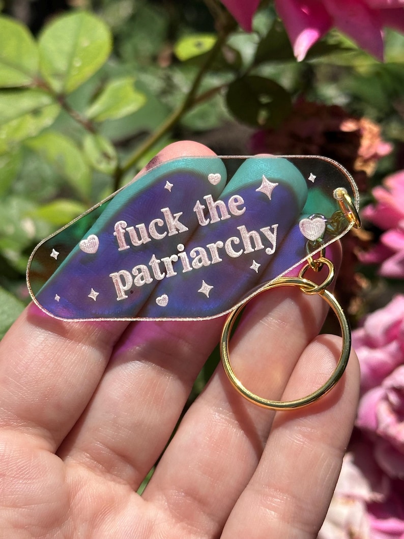 Fuck The Patriarchy Iridescent Acrylic Motel Keychain image 4