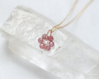 Tourmaline Daisy Pendant Necklace, Handmade Jewelry, Gift for Her, Handmade Necklace