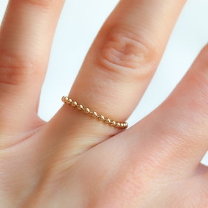 Tarnish Free Beaded Gold Ring, 14k Gold Filled Stacking Ring, Dainty Jewelry, Zero Waste Packaging image 1